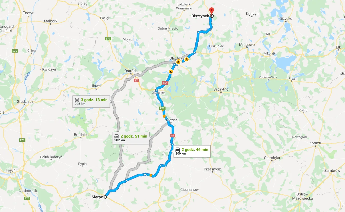 11-230 Bisztynek, Polska - 09-200 Sierpc, Polska