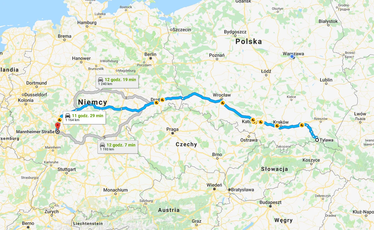 38-554 Tylawa, Polska - 68159 Mannheim, Niemcy