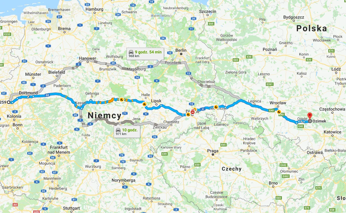 46-040 Ozimek, Polska - 47259 Duisburg, Niemcy
