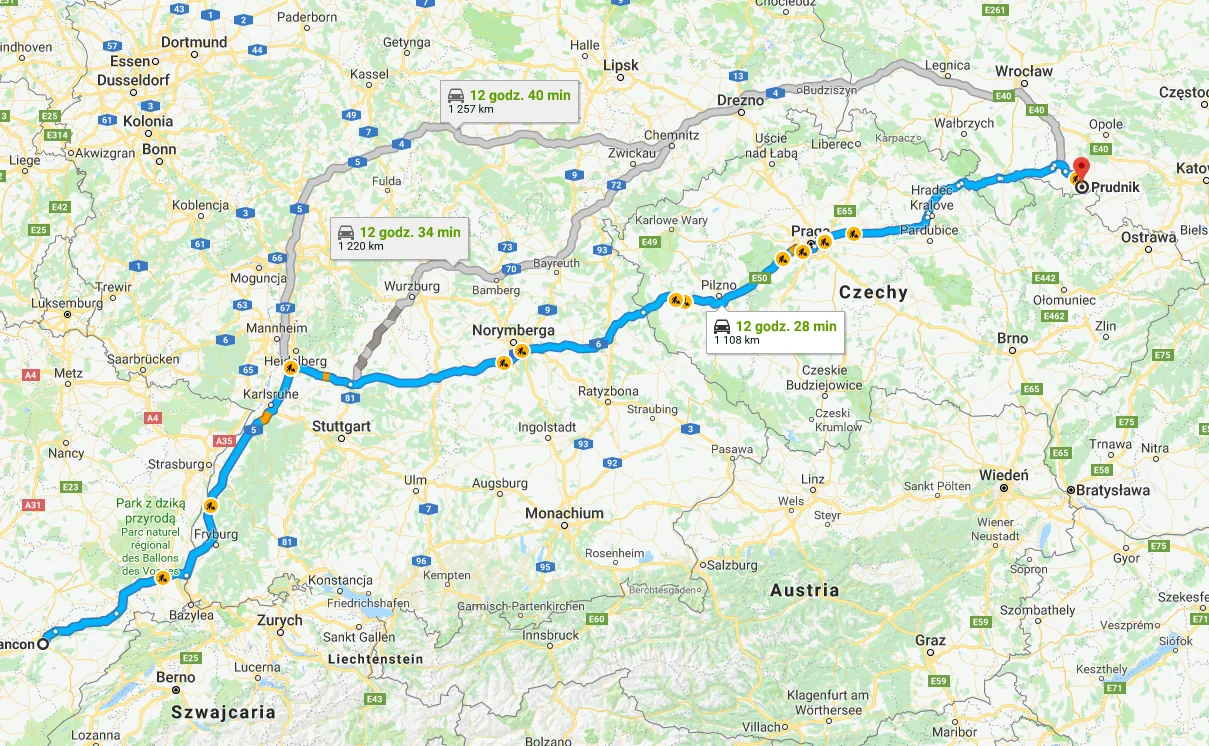 48-200 Prudnik, Polska - 25000 Bessancon, Francja