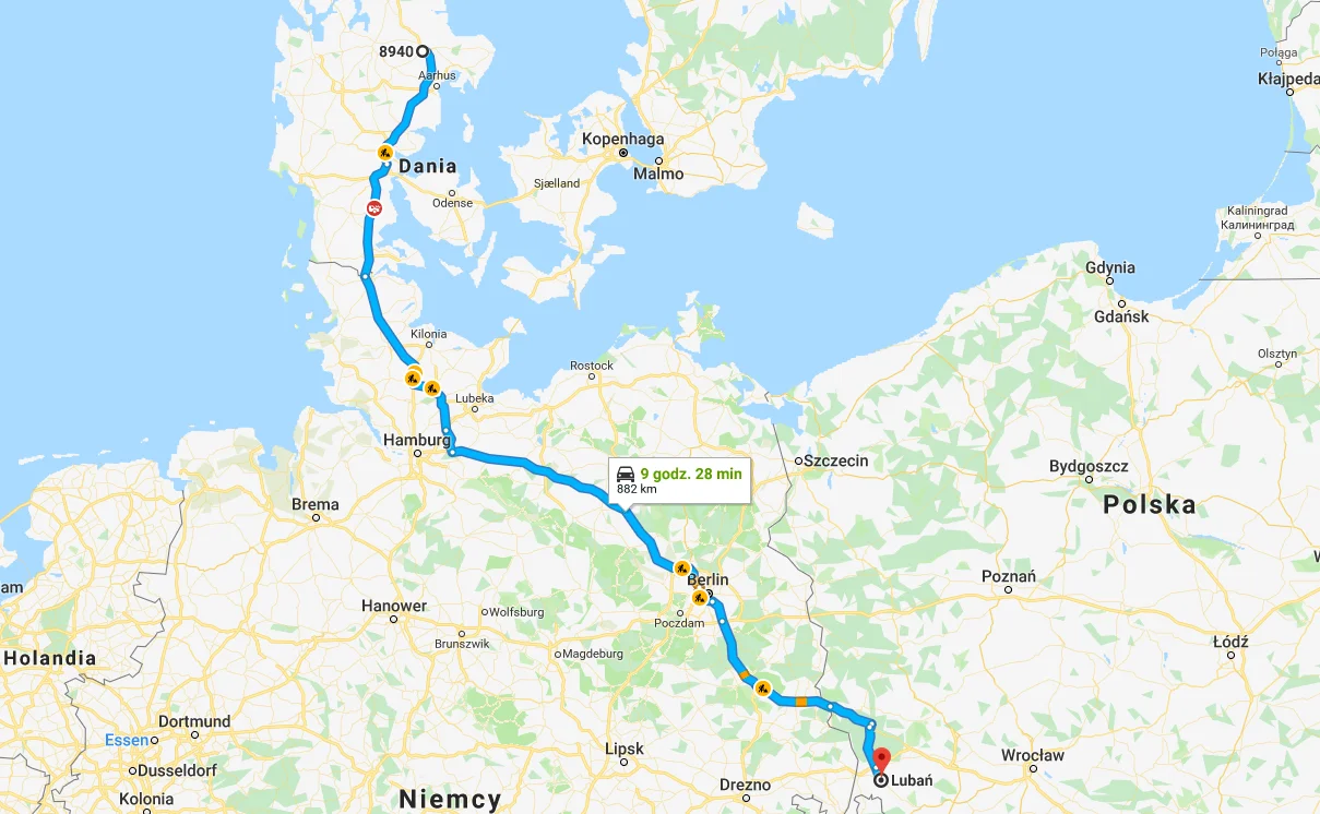 59-800 Lubań, Polska - 8940 Adarhus, Dania