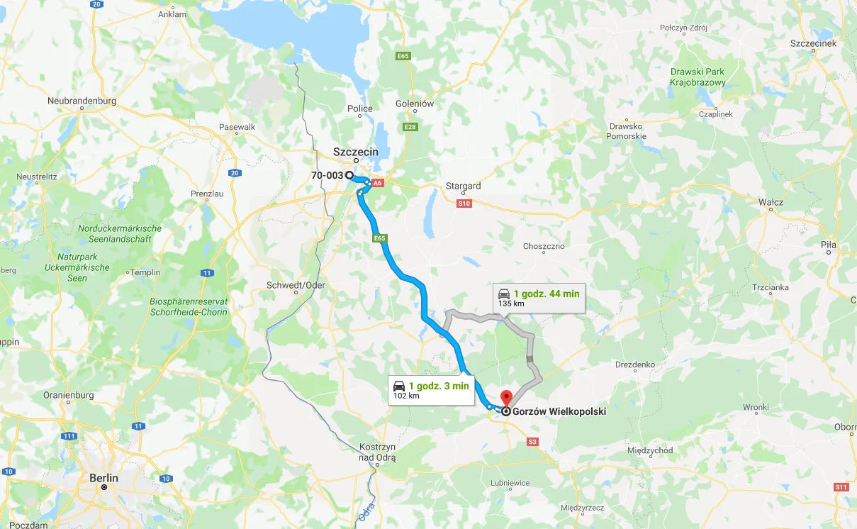 66-400 Gorzów Wlkp., Polska - 70-003 Szczecin, Polska
