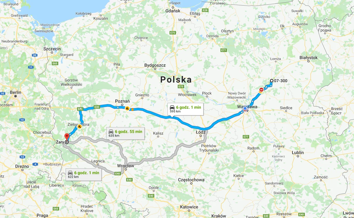 68-200 Żary, Polska - 07-300 Ostrów Mazowiecka, Polska