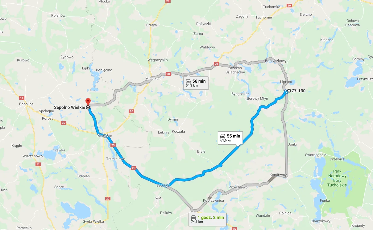 78-426 Sępolno Wielkie, Polska - 77-130 Lipnica, Polska